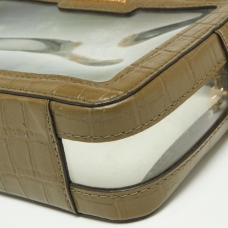 Michael Kors Grün  Ginny Crossbody-Tasche mit PVC- und Kroko-Prägung im Angebot 4