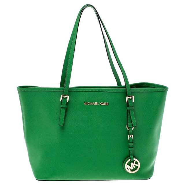 Michael Kors Green Saffiano Leather Jet Set Travel Tote For Sale at ...