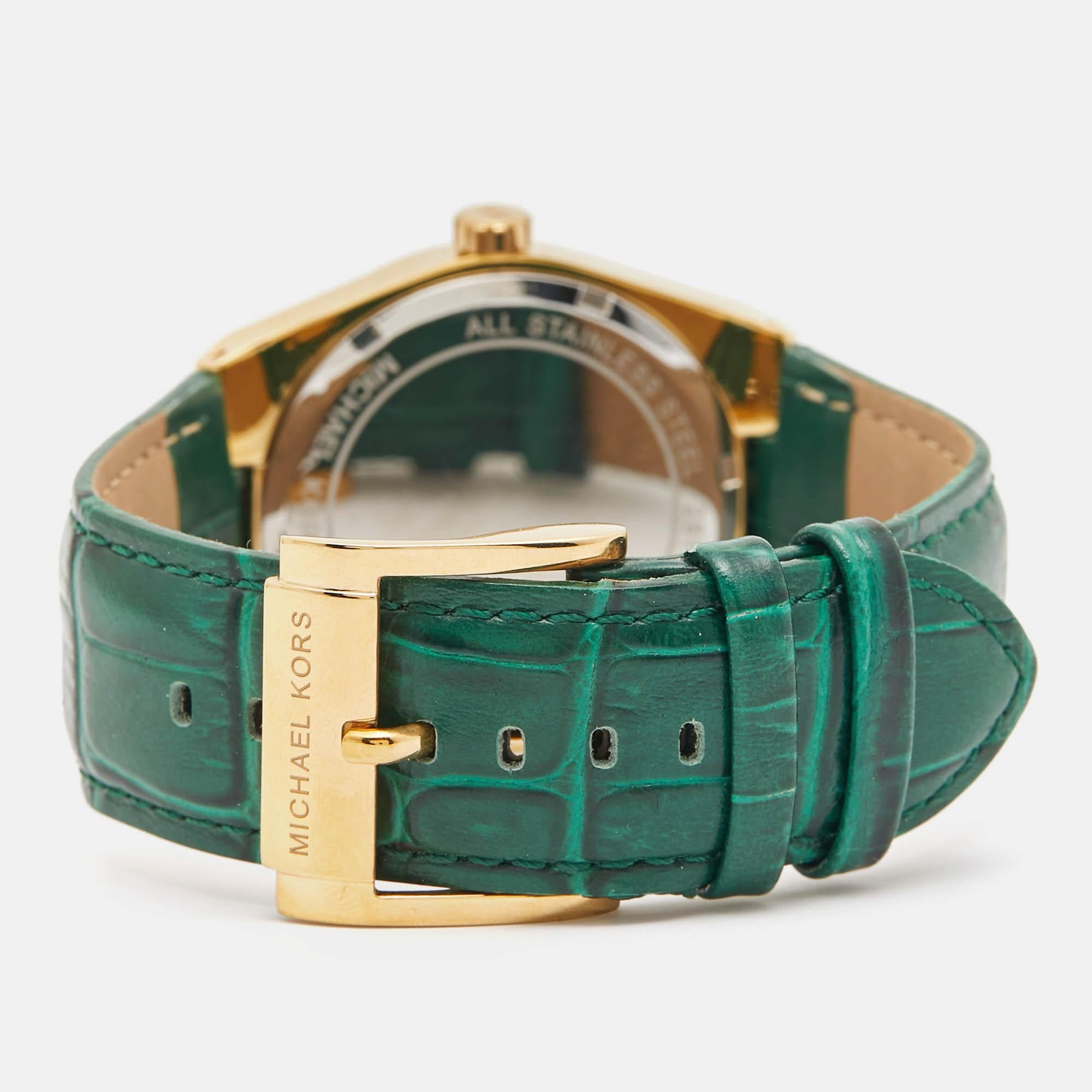 Michael Kors Green Stainless Steel Leather MK2356 Unisex Wristwatch 38 mm 1