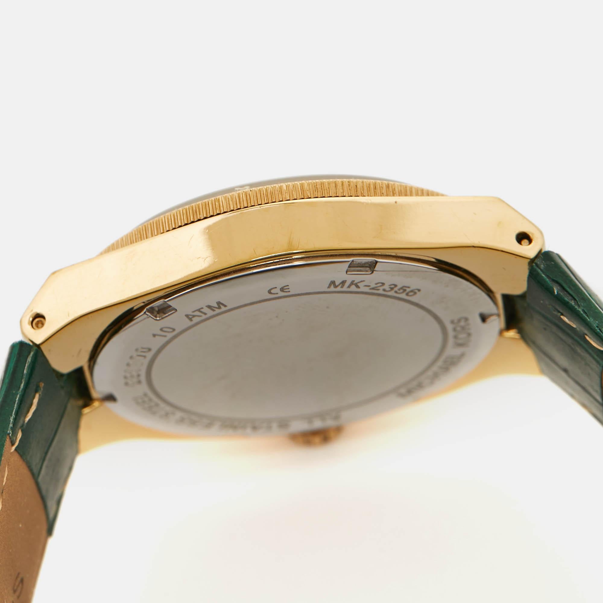Michael Kors Green Stainless Steel Leather MK2356 Unisex Wristwatch 38 mm 2