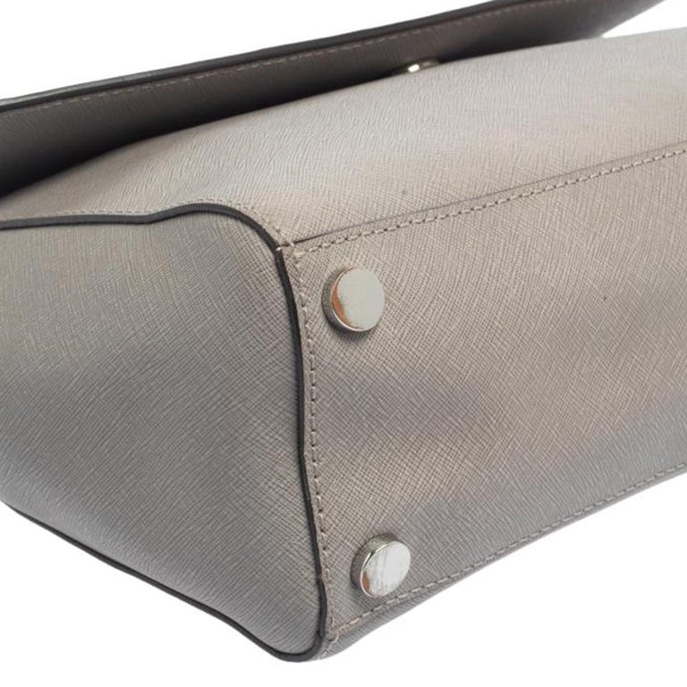 Michael Kors Grey Leather Medium Ava Top Handle Bag Michael Kors