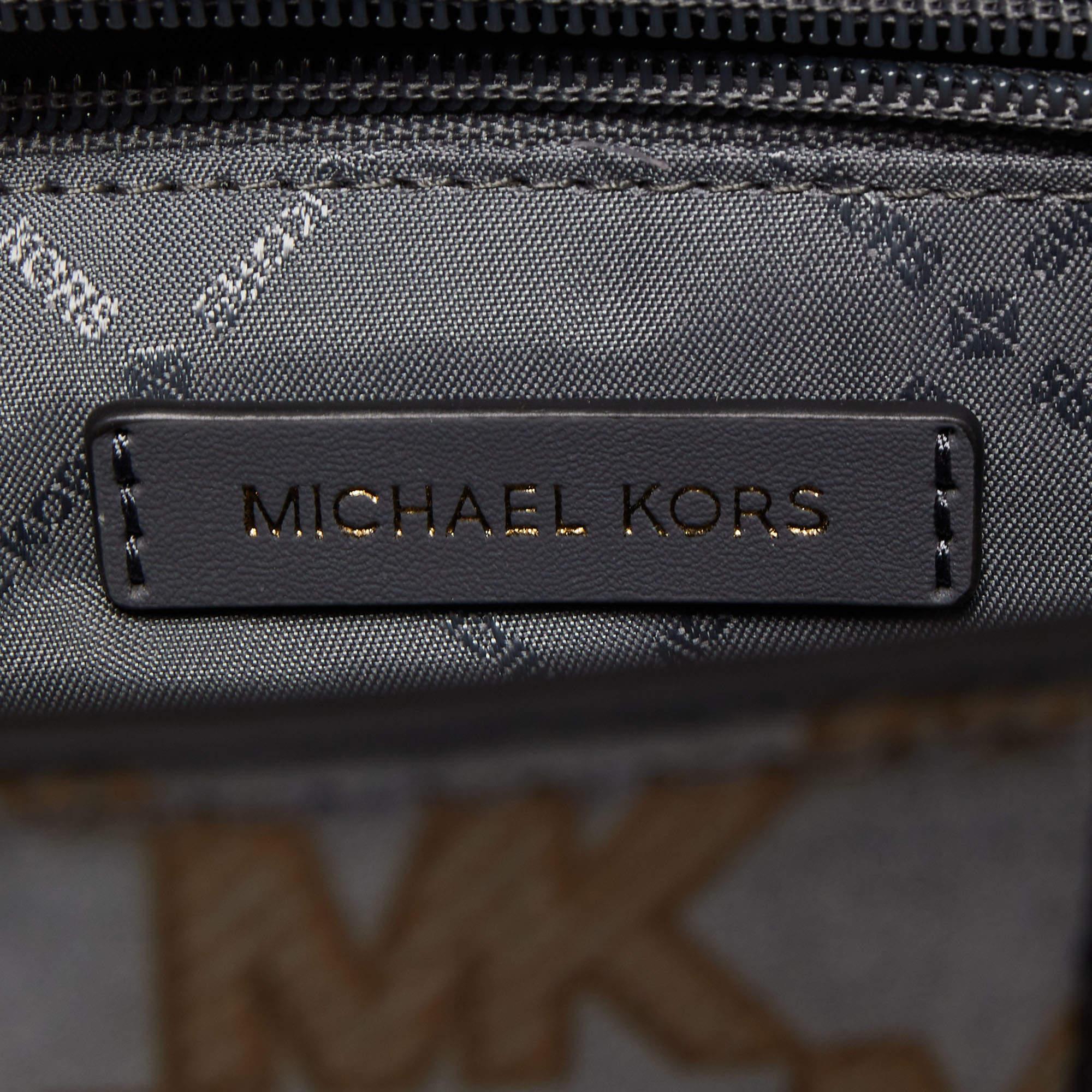 Michael Kors Grey/Multicolor Exotic Embossed Patent Leather Medium Carmen Flap S 2