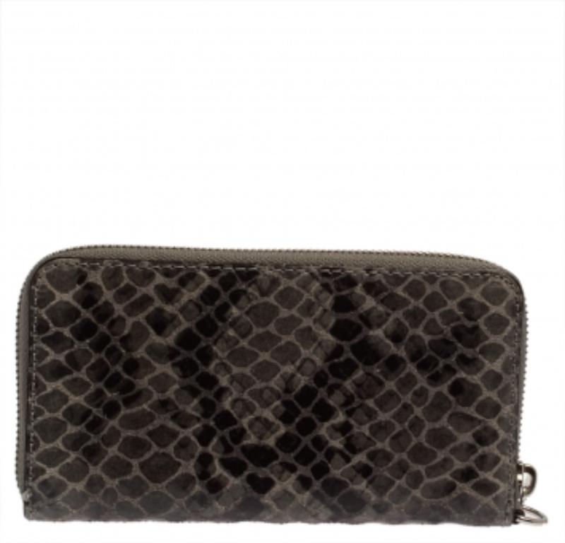 Black Michael Kors Grey Python Embossed Leather Multi Function Wristlet Phone Case For Sale