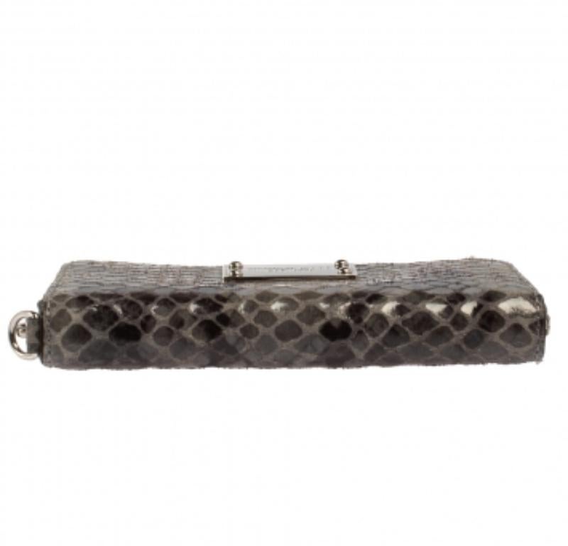 Michael Kors Grey Python Embossed Leather Multi Function Wristlet Phone Case In Good Condition For Sale In Dubai, Al Qouz 2