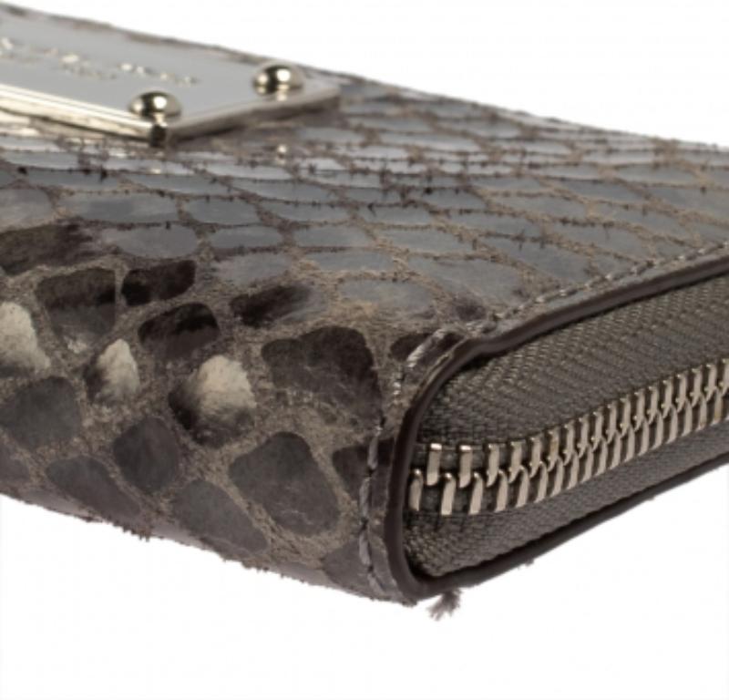 Michael Kors Grey Python Embossed Leather Multi Function Wristlet Phone Case For Sale 1