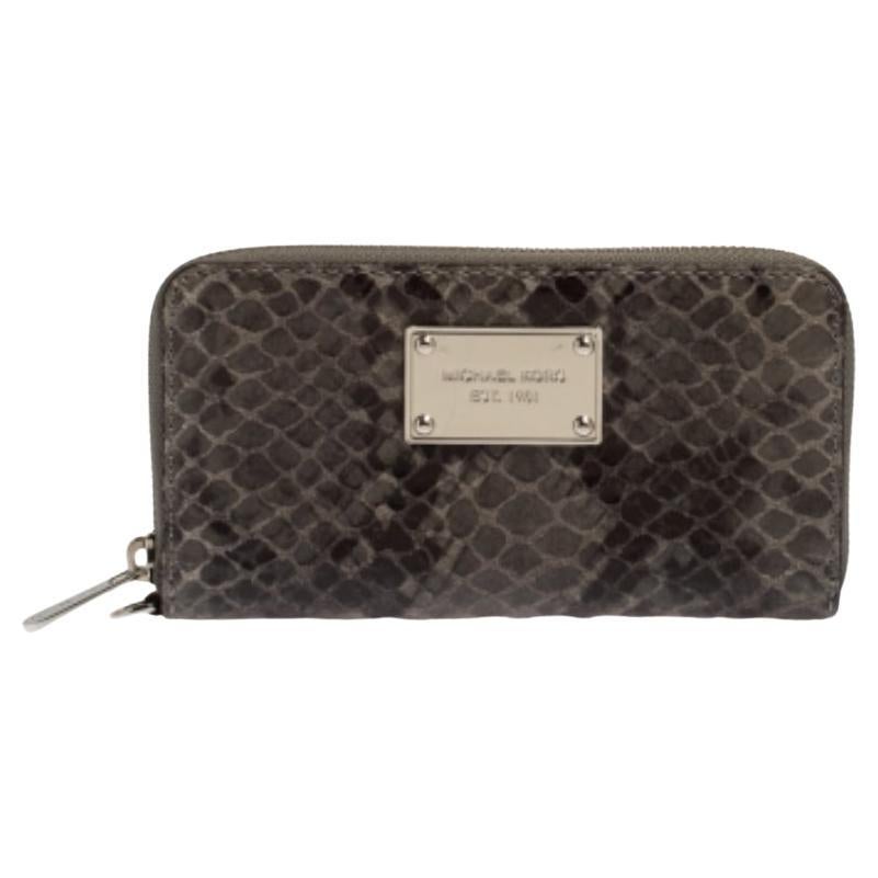 Michael Kors Grey Python Embossed Leather Multi Function Wristlet Phone Case For Sale