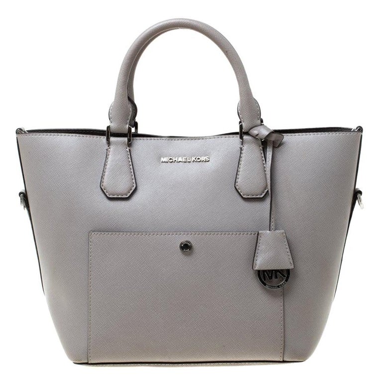 Michael Kors Grey Saffiano Leather Greenwich Grab Tote For Sale at ...
