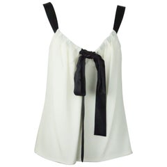 Michael Kors Ivory and Black Silk Camisole w/ Ribbon Straps - NWT - 8