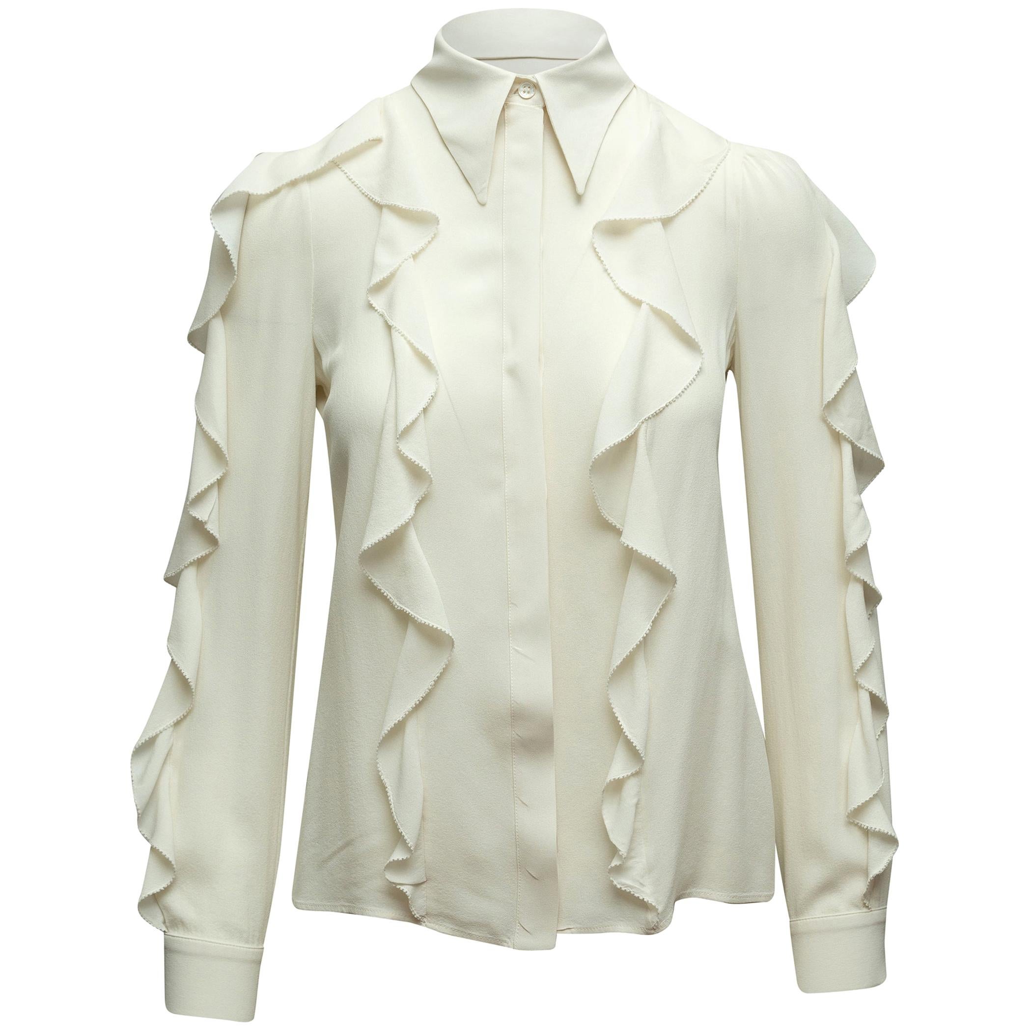 Michael Kors Ivory Collection Ruffle-Trimmed Top