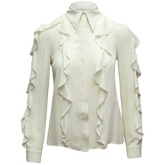 Michael Kors Ivory Collection Ruffle-Trimmed Top