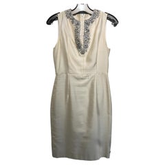 Michael Kors Ivory Silk S/L with Crystal Neck Detail