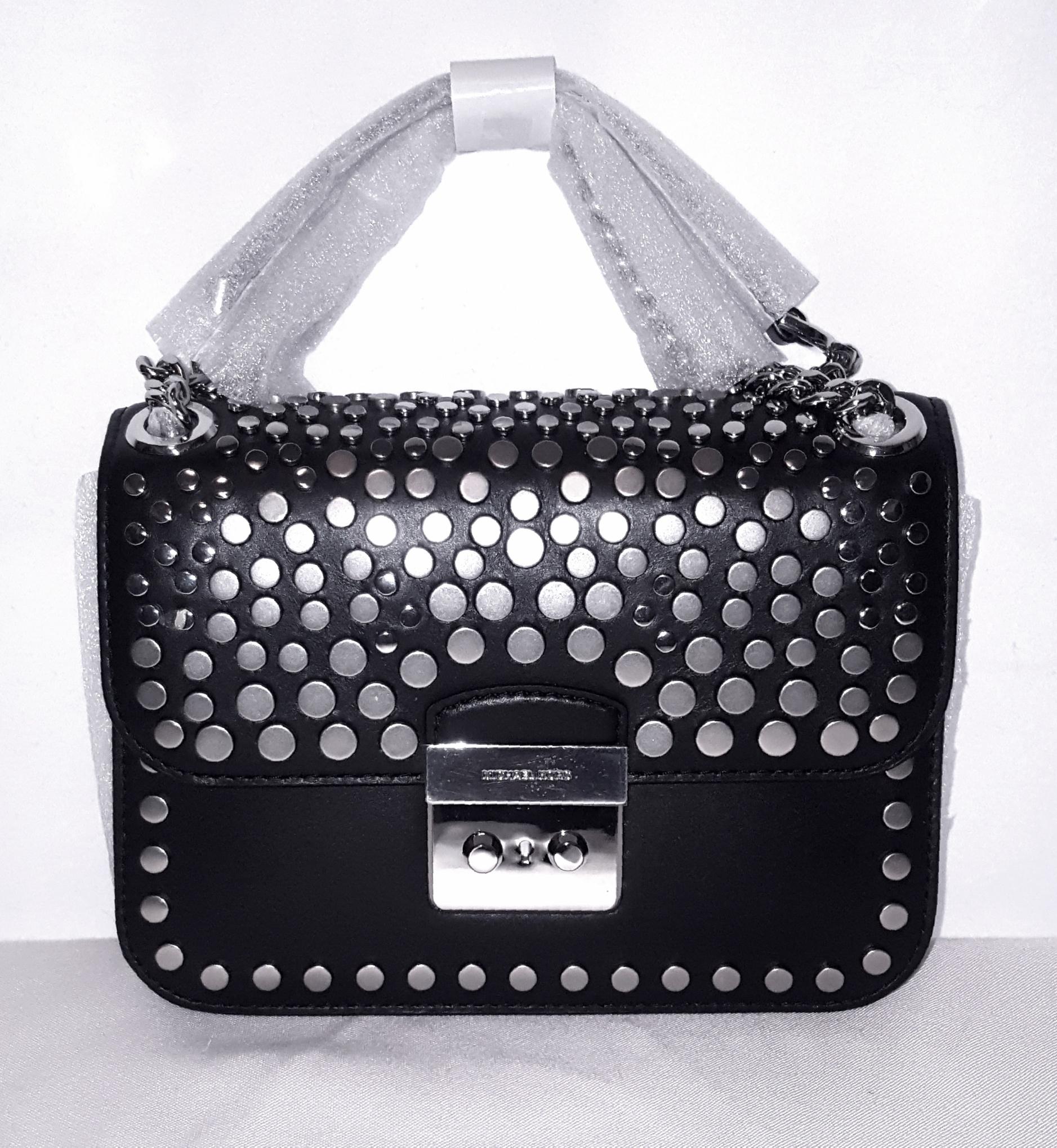 Women's Michael Kors Jenkins Studded Black Leather Bag NEW W Tags