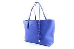 Michael Kors Jet Set Travel Top Zip Tote 3mr0327 Blue Leather Shoulder Bag