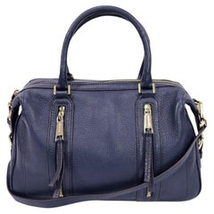 Michael Kors Julia Large Navy Blue Leather Satchel Handbag
