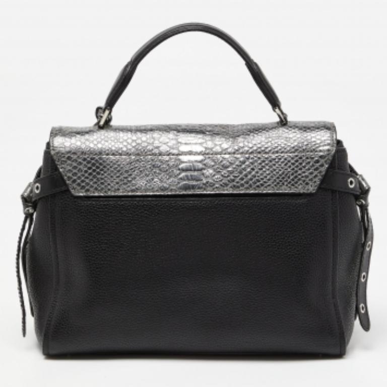 Noir Michael Kors - Sac à main moyen Bristol en cuir et peau de serpent gaufrée en vente