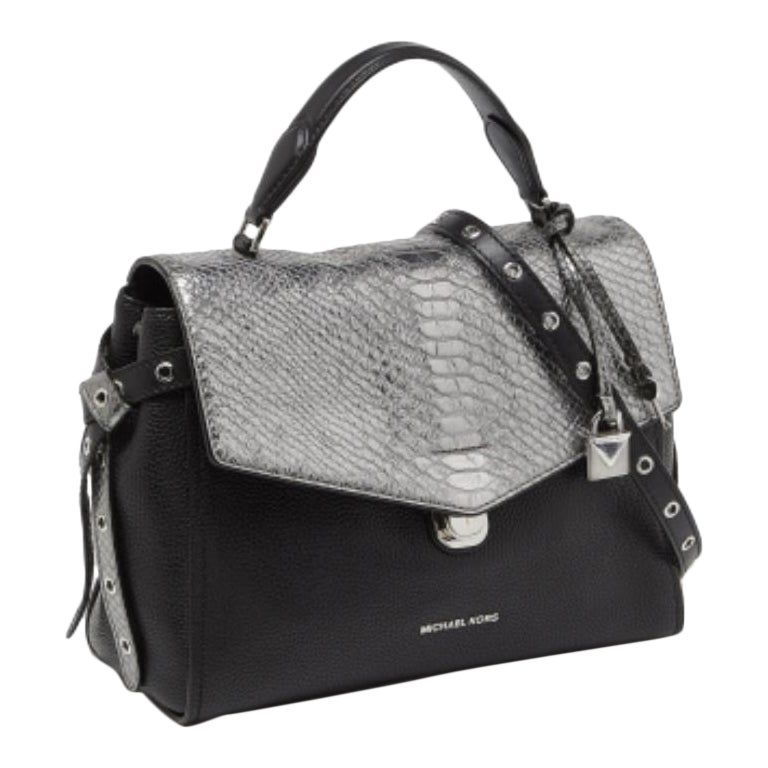 Michael Kors - Borsa media Bristol con manico superiore in pelle e pelle di serpente goffrata