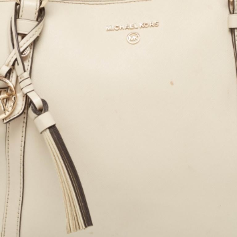 Michael Kors Hell Beige Leder Medium Top Zip Jet Set Tote mit Reißverschluss im Angebot 5
