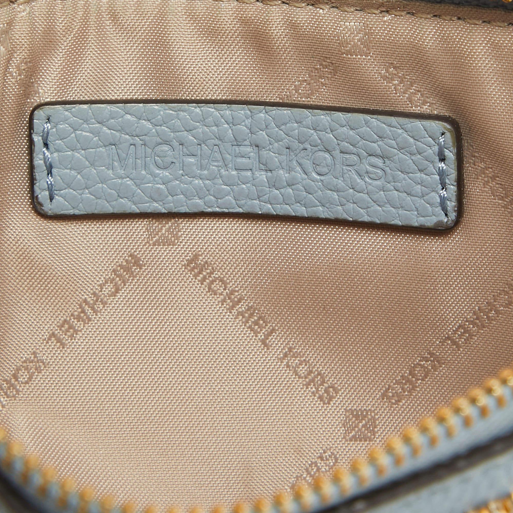 Michael Kors Light Blue Leather Lasercut Karson Slim Card Case 3