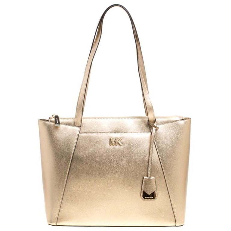 Michael Kors Light Gold Leather Maddie East West Top Zip Tote For Sale at  1stDibs