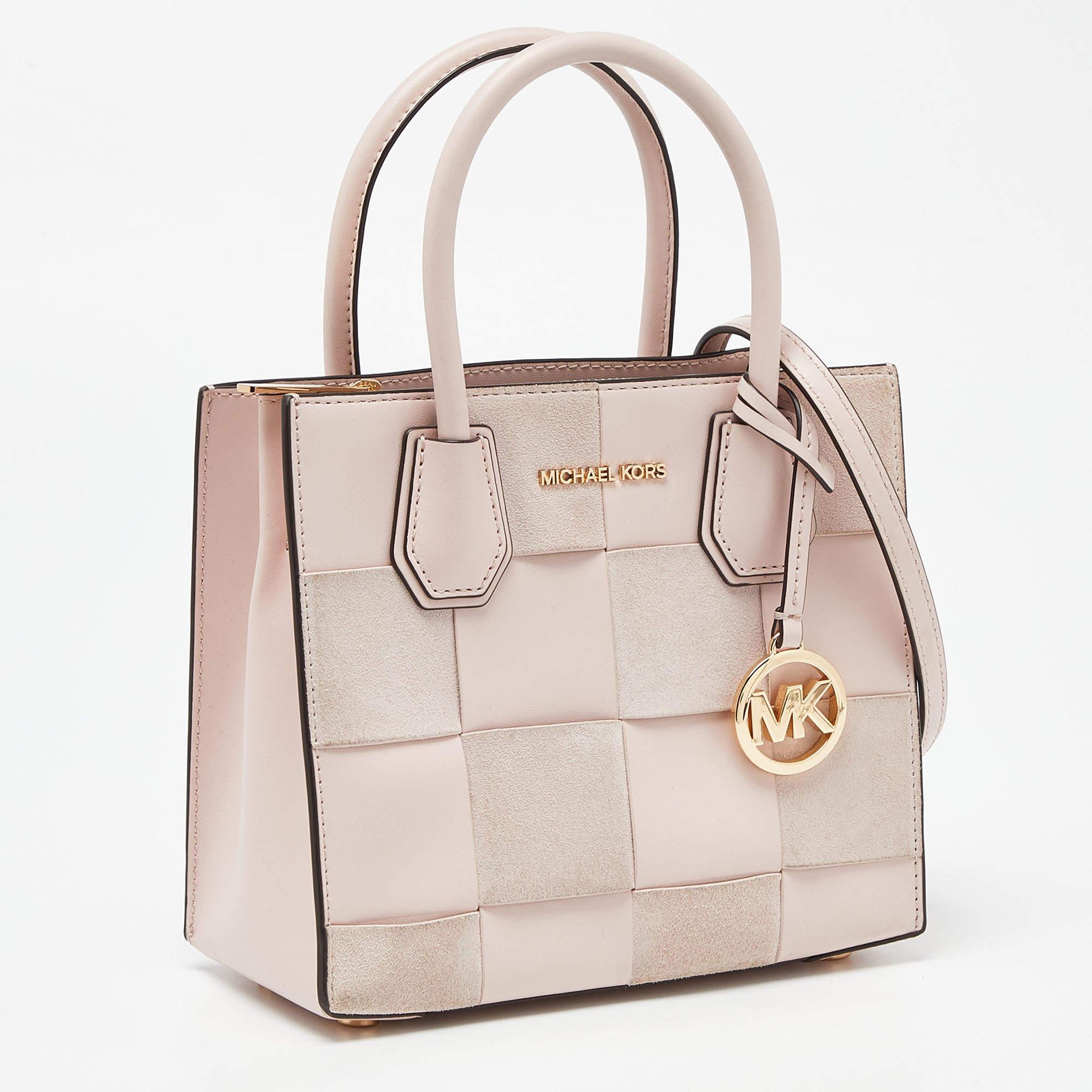 Beige Michael Kors - Fourre-tout Mercer en cuir et daim rose clair