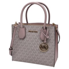 Michael Kors Mercer Medium Signature Logo Crossbody Bag in Pink Coated Canvas