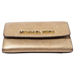 Michael Kors Metallic Gold Leather Flap Card Holder