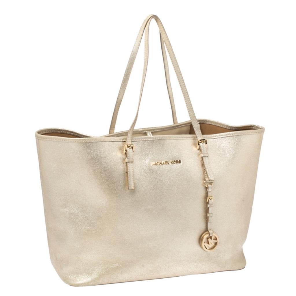 michael kors metallic gold tote bag