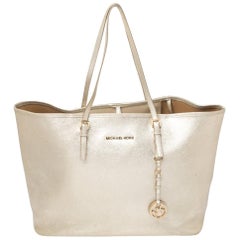 Michael Kors Metallic Gold Leather Jet Set Tote