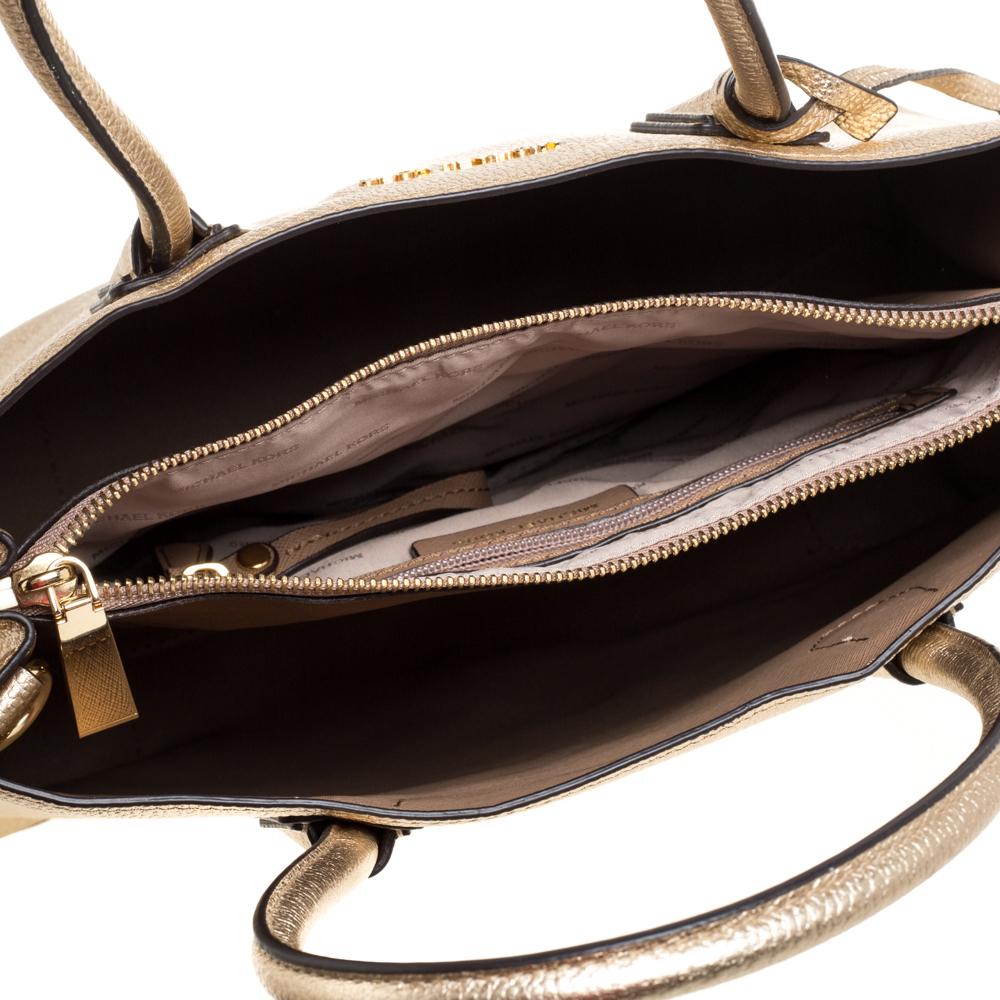 Michael Kors Metallic Gold Leder Großes Mercer Tote 2