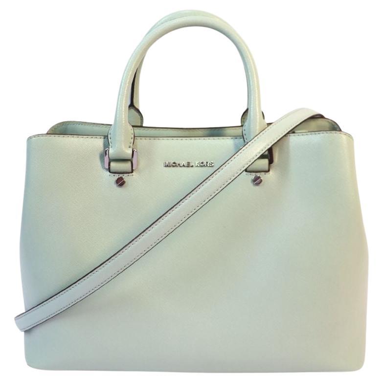 Michael Kors Mint Green Saffiano Leather Structured Satchel For Sale