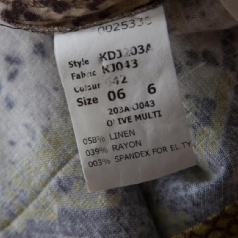 Michael Kors Pantalones rectos de lino con estampado de piel de serpiente multicolor M Marrón en venta