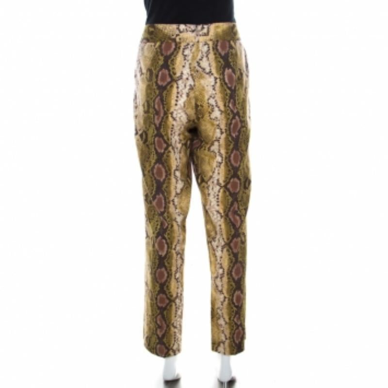 Michael Kors Pantalones rectos de lino con estampado de piel de serpiente multicolor M en Excelente estado para la venta en Dubai, Al Qouz 2
