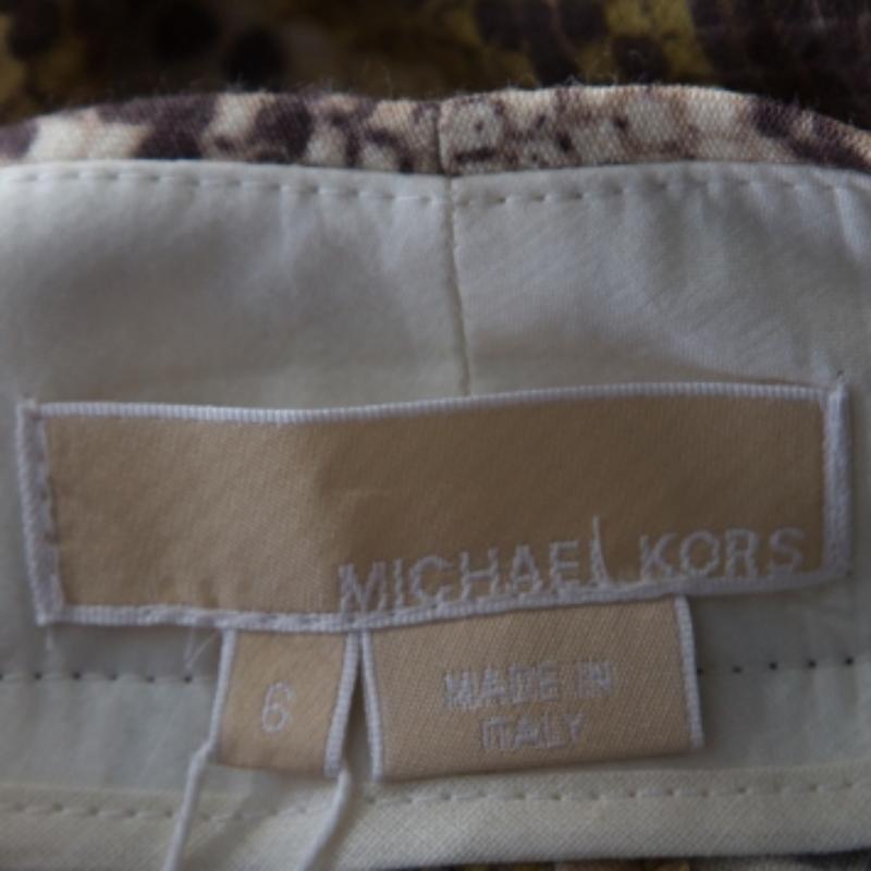De las mujeres Michael Kors Pantalones rectos de lino con estampado de piel de serpiente multicolor M en venta