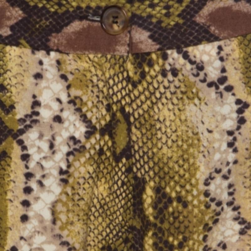 Michael Kors Pantalones rectos de lino con estampado de piel de serpiente multicolor M en venta 2