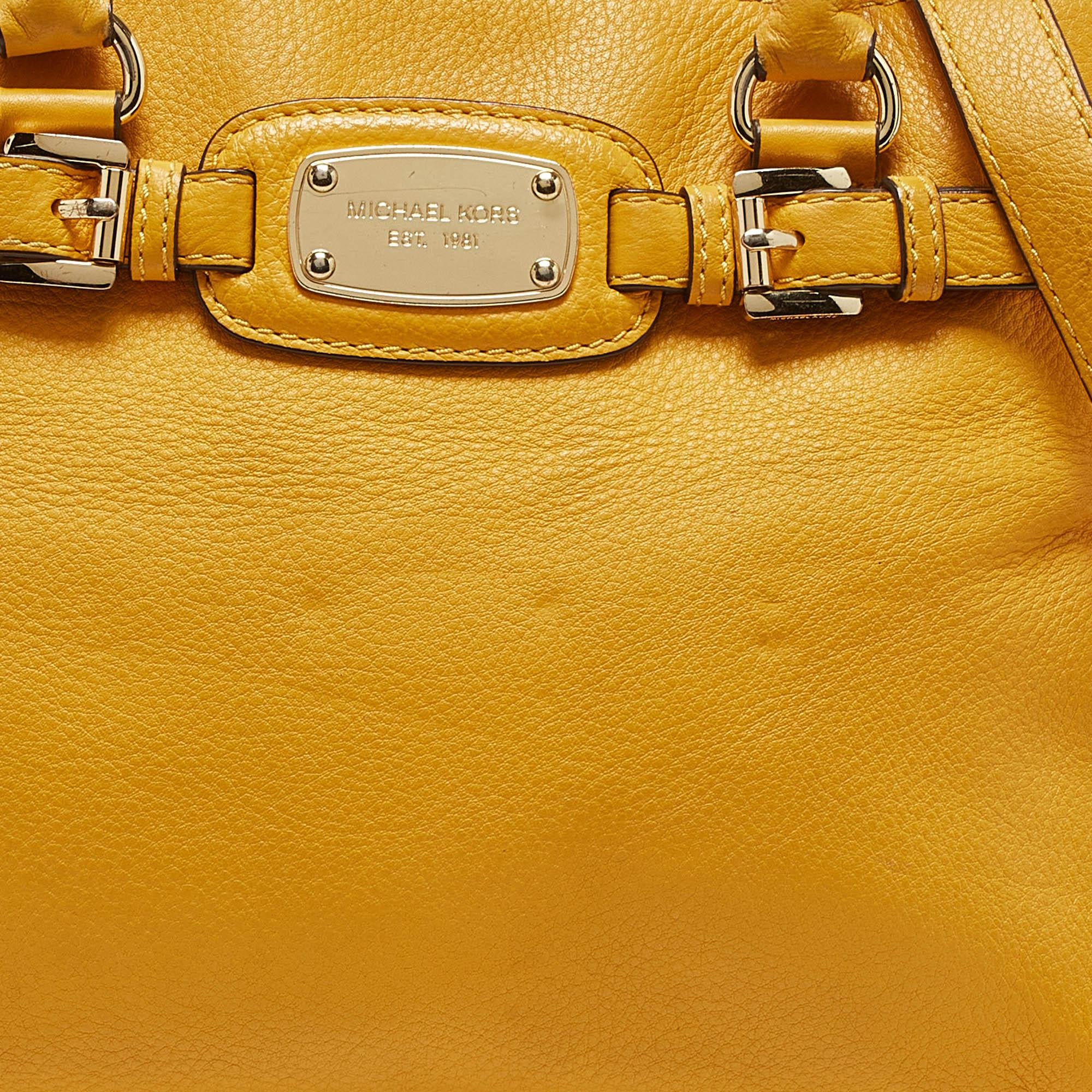 Women's Michael Kors Mustard Leather East/West Hamilton Tote