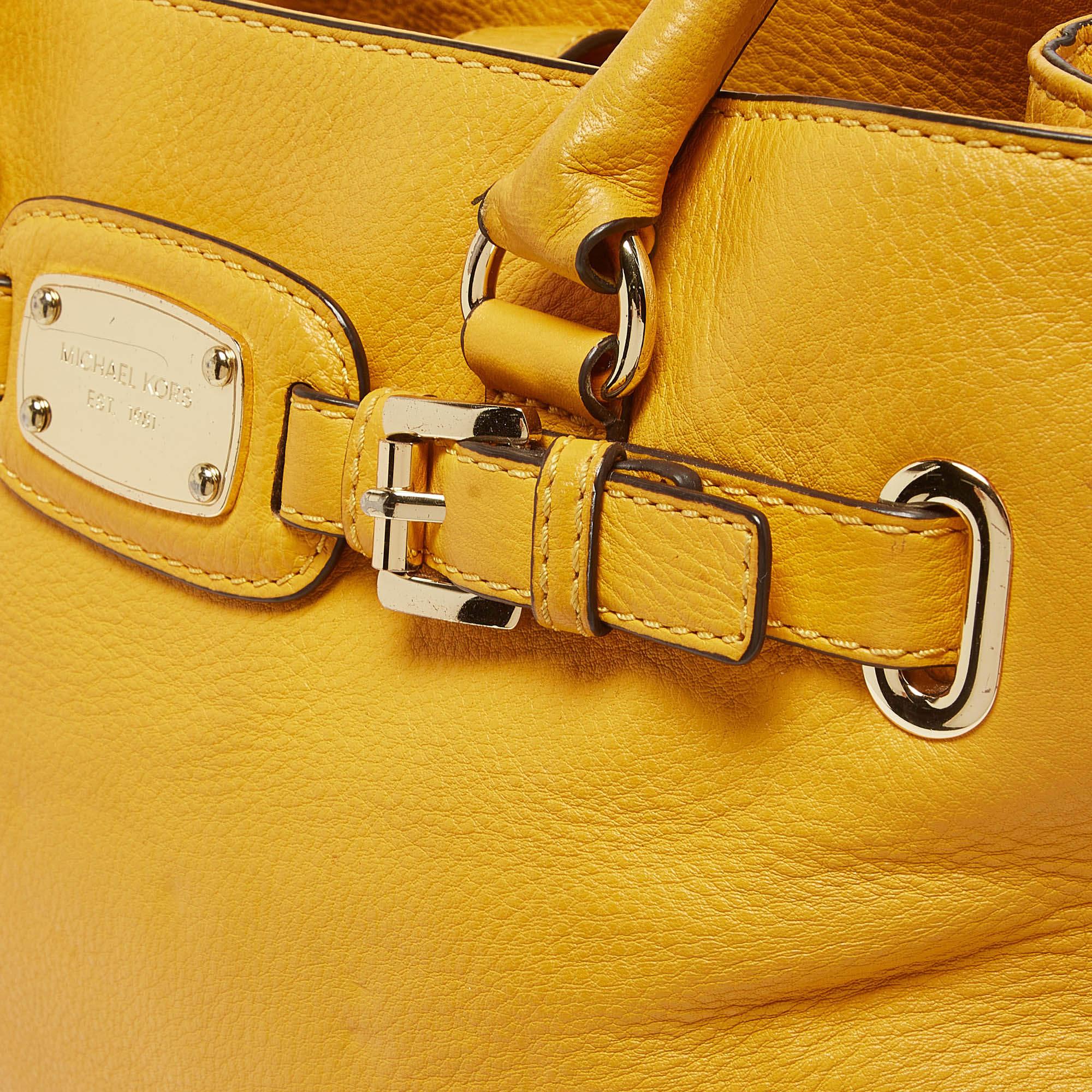 Michael Kors Mustard Leather East/West Hamilton Tote 4