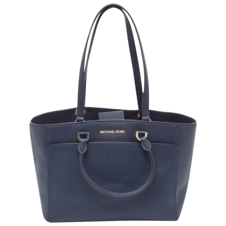 Michael Kors Marineblaue große Emmy-Tasche aus Leder im Angebot