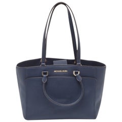 Michael Kors Tote Emmy grande in pelle blu navy