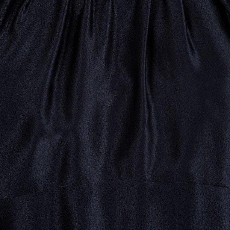 Michael Kors Navy Blue Satin Ruffle Detail Backless Maxi Dress S For ...