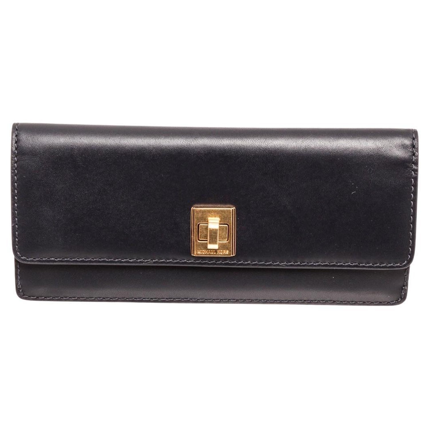 Michael Kors navy leather Natalie flat wallet with gold-tone hardware,  single For Sale at 1stDibs
