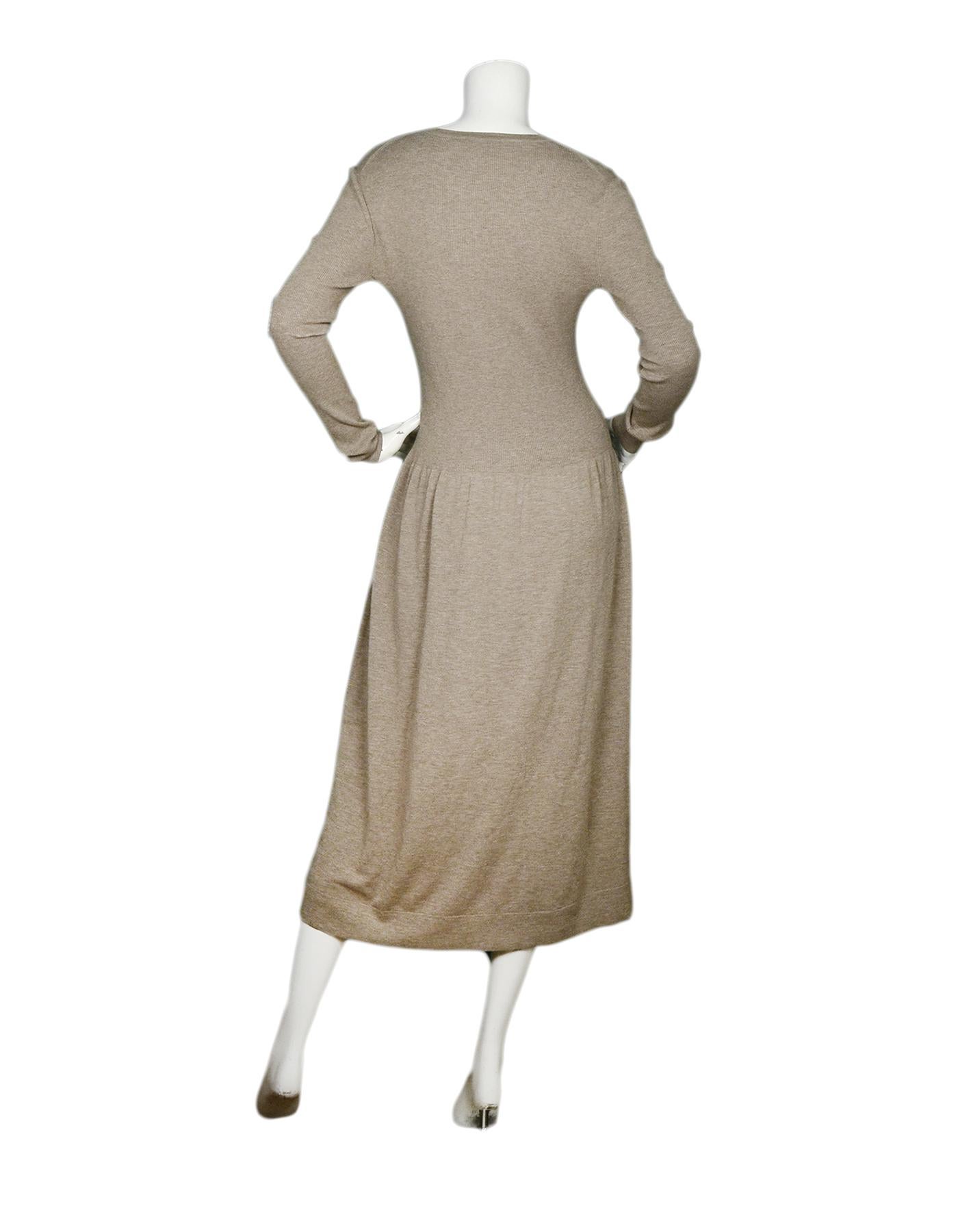 Brown Michael Kors NWT Tan/Taupe Long Sleeve Knit Sweater Midi Dress Sz S