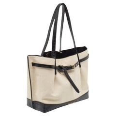 Michael Kors Off-white Canvas And Croc Embossed Leather Large Emilia Tote