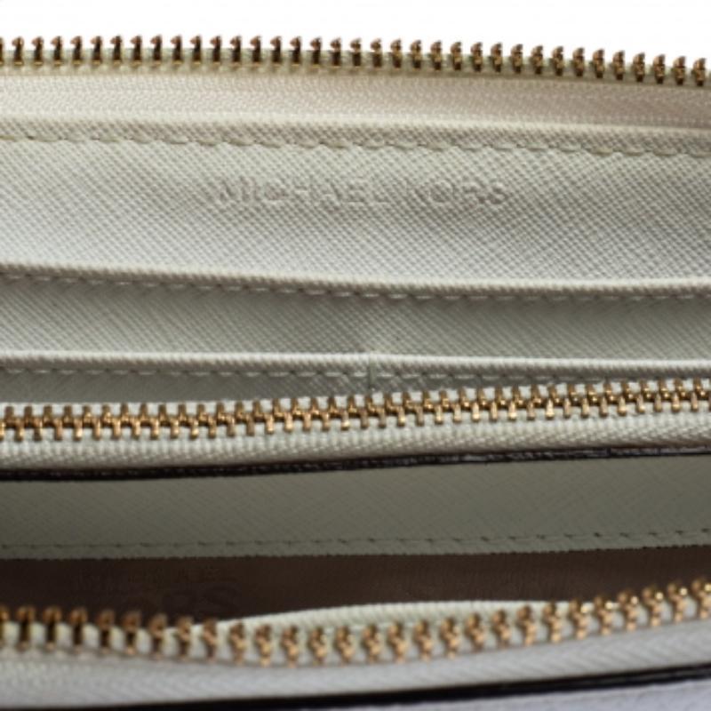 Michael Kors Off-White Leder Zip Continental Brieftasche 5