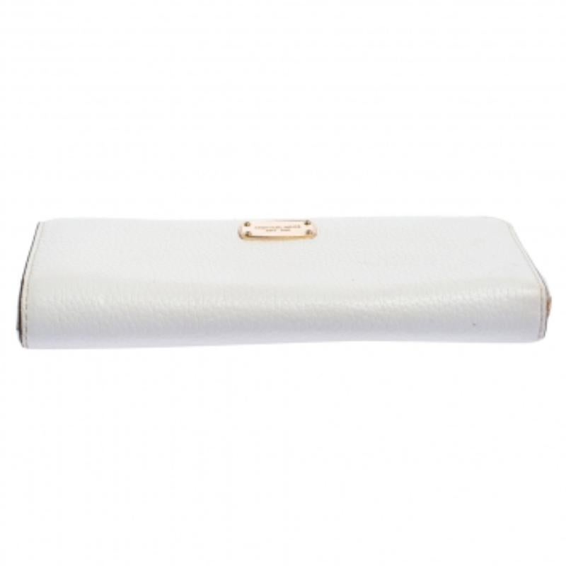 Michael Kors Off-White Leder Zip Continental Brieftasche Damen