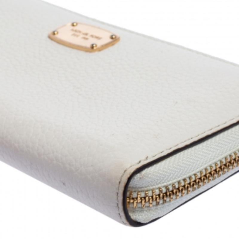 Michael Kors Off-White Leder Zip Continental Brieftasche 2