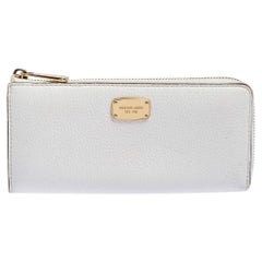 Michael Kors Off White Leather Zip Continental Wallet