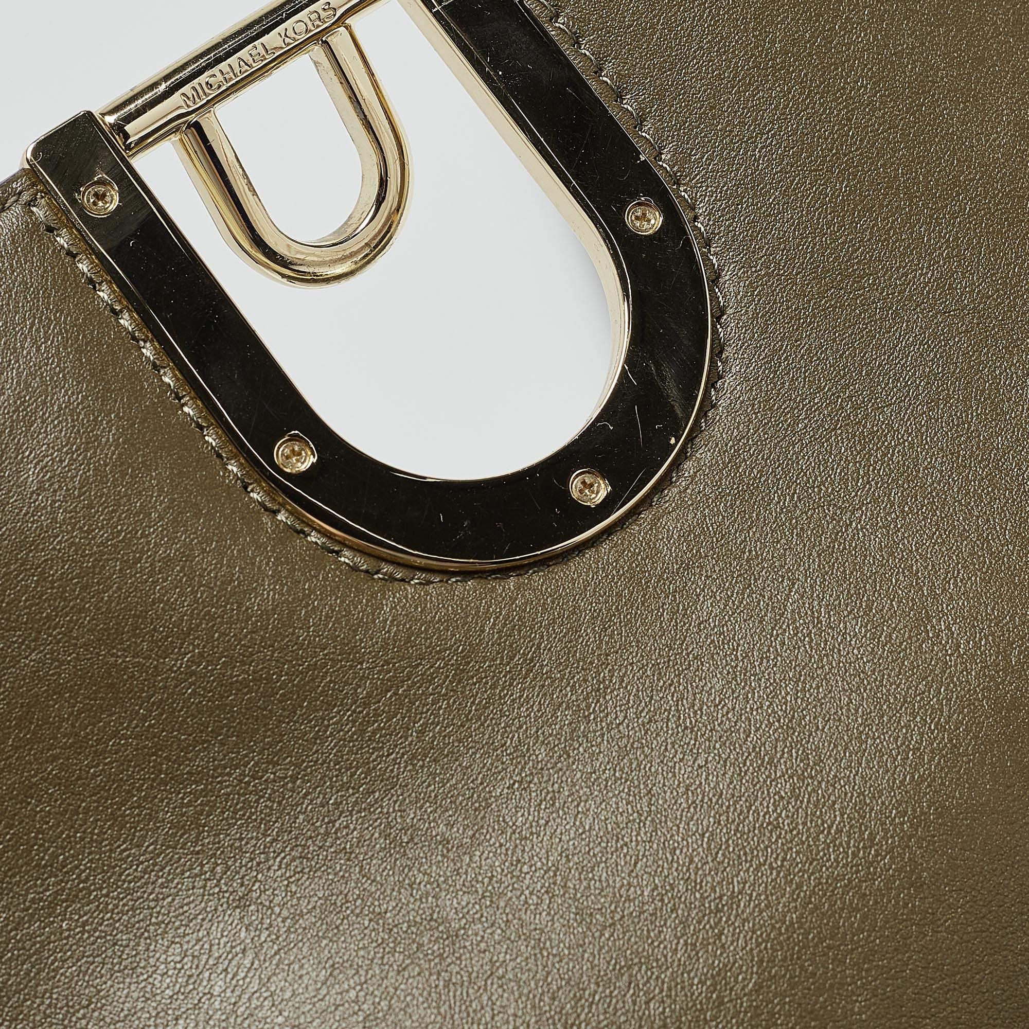 Michael Kors Olive Green Leather Delfina Saddle Bag 3