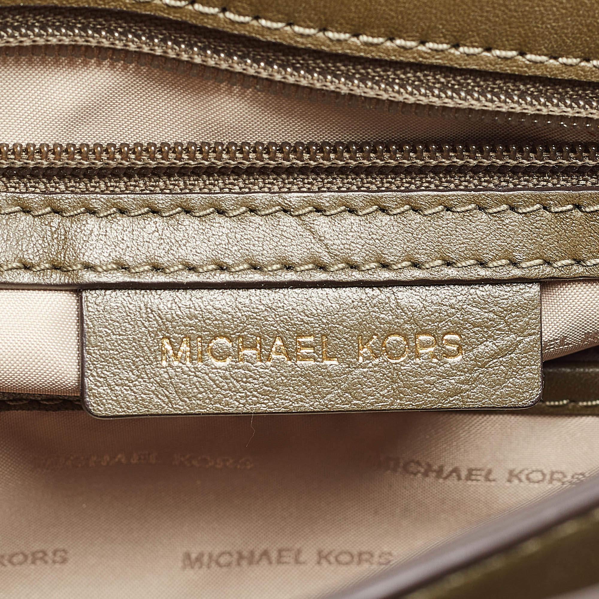 Michael Kors Olive Green Leather Delfina Saddle Bag 4