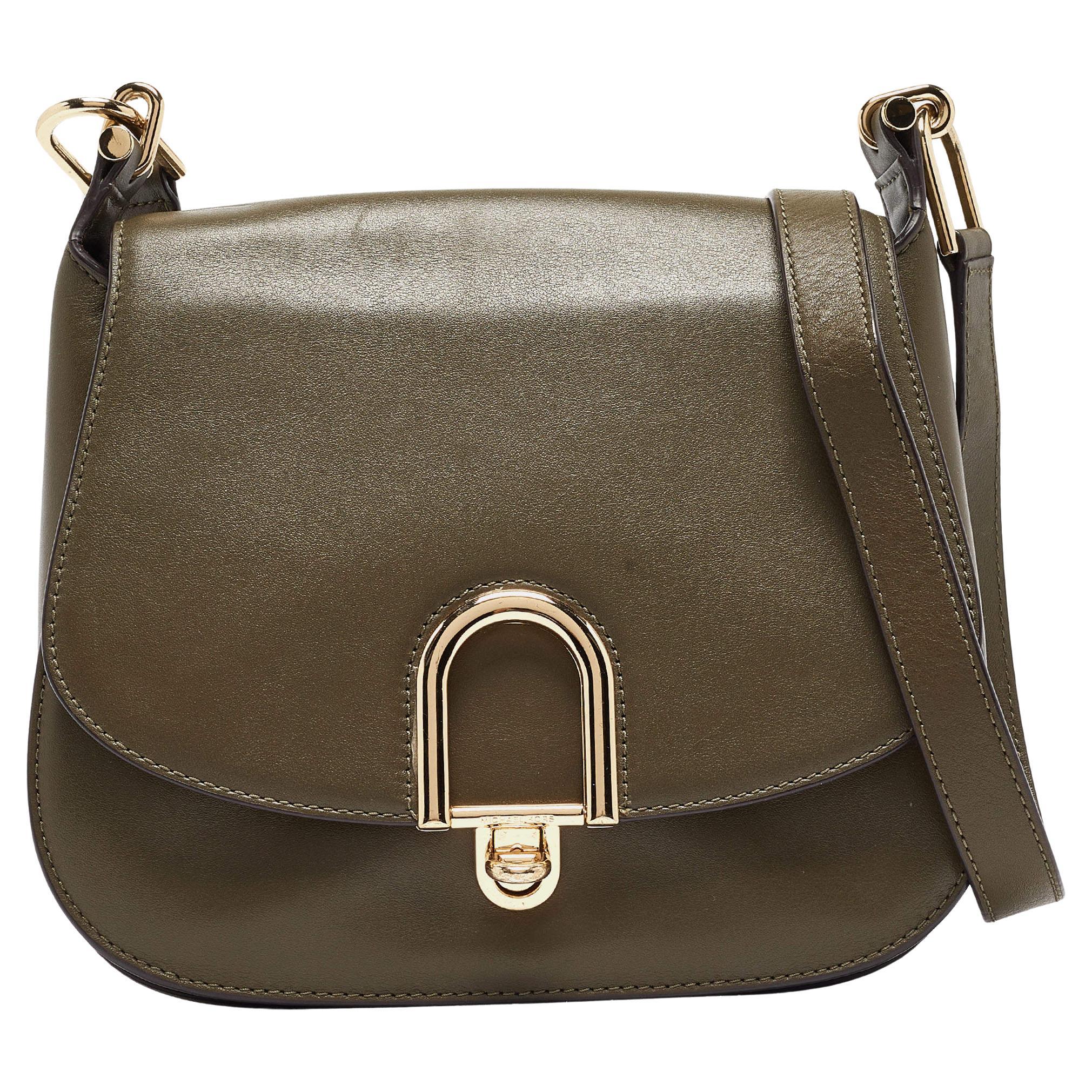 Michael Kors Sac a main Delfina en cuir vert olive En vente sur 1stDibs