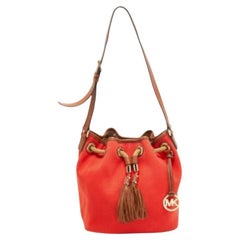 Michael Kors Bolsa con cordón Marina de lona y piel naranja/marrón